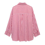 Yidouxian Spring Style Flanged Cuff Striped Loose Shirt 2731533