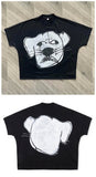 Yidouxian Boxy Fit Tee Cartoon Spoof Printing Beauty Trend Loose Long