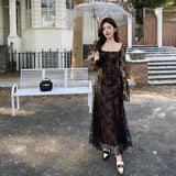 Yidouxian Pure Wants To Show Chest Lace A Dress Autumn New Literary Retro Style Dress Girl