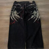 Yidouxian Baggy Jeans Y2K Hip-Hop Street Men's Casual Wide-Legged Jeans