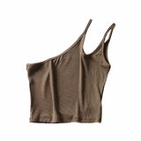 Yidouxian New Irregular Oblique Collar One-Shoulder Double Halter Top E Slim Lady Sling Vest