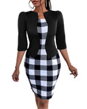 Yidouxian Independent Station New Large-Size Checkered Printed Fashion Dress Woman