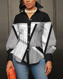 Yidouxian Independent Station New Fashionable Printed Ladies' Long-Sleeved Shirts From Stock