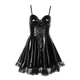 Yidouxian Autumn New Sexy Halter Dress Dark Death Note Leather Strap A Pendulum Dress For Women