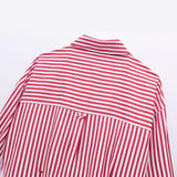 Yidouxian Spring Style Flanged Cuff Striped Loose Shirt 2731533