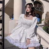 Yidouxian Lovely Sweet Bubble Sleeve Dress 2024 Spring Lace Lace Princess Dress