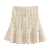 Yidouxian Mesh Knitted Blouse Mesh Jacquard Mini Skirt Set