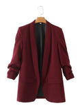 Yidouxian Spring Style Pleated Sleeve Sag Urban Leisure Candy Color Women's Suit Coat