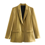 Yidouxian Early Spring, The New Gold Straight-Cut Suit Jacket 8753599 Vertical Trousers Suit