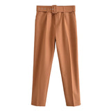 Yidouxian 2024 New Pleated Multi-Color Harlan Pants Leisure Solid-Color Women's Pants Belt