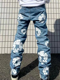 Yidouxian Loose And Comfortable Jeans Y2K Clothes Street Clothing Leisure Fashion Flower Printed Jeans Men