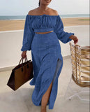 Yidouxian Autumn Fashion Casual Shoulder-Strapped Holiday Dress Two-Piece Set