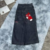 Yidouxian Baggy Jeans Hip-Hop Rock Print 2024 New Fashion Harajuku Wide-Leg Jeans