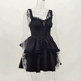 Yidouxian Summer 2024 New Style Short Skirt Slim Temperament Pure Black Sling Pure Desire Dress Woman