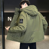 Youth Men's Wear 2024 Winter Wear Two Cotton Men Thick Coat New Fashion Cotton Suit Hat Warm Tooling Men