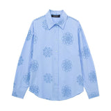 Yidouxian Spring Style Glue Embroidery Decorated Loose Poplin Shirt 2492056