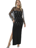 Yidouxian New Autumn Clothes, Women's Sequins, Tassel Blouse, Halter Skirt, Two-Piece Set