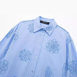 Yidouxian Spring Style Glue Embroidery Decorated Loose Poplin Shirt 2492056