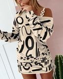 Yidouxian Independent Station 2024 Autumn And Winter New Fashionable Printed Long-Sleeved Dress In Stock