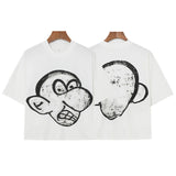 Yidouxian Boxy Fit Tee Cartoon Spoof Printing Beauty Trend Loose Long