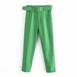 Yidouxian 2024 New Pleated Multi-Color Harlan Pants Leisure Solid-Color Women's Pants Belt