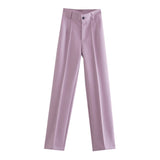 Yidouxian New Summer Style Straight Tube High Waist Shows Thin Solid Color Casual Pants 2761048