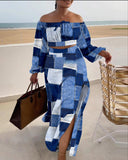 Yidouxian Autumn Fashion Casual Shoulder-Strapped Holiday Dress Two-Piece Set