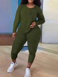 Yidouxian Independent Station Large Size Women's Long-Sleeved Trousers Two-Piece Suit In Solid Color