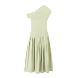 Yidouxian New Summer Dress With A High Waist And A Slim, Asymmetrical Long Dress In Solid Color