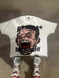 Yidouxian Men's T-Shirts Harajuku Vintage Cartoon Printed Round-Neck T-Shirts Men Y2K American Street Fashion