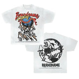 Yidouxian Men's T-Shirts Harajuku Vintage Cartoon Printed Round-Neck T-Shirts Men Y2K American Street Fashion