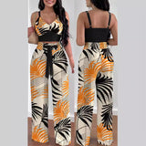 Yidouxian Independent Station Spring And Summer New Fashion Printing Suspenders To Attract 2-Piece Sets Of Trousers