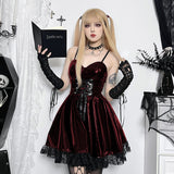 Yidouxian Autumn New Sexy Halter Dress Dark Death Note Leather Strap A Pendulum Dress For Women