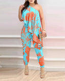 Yidouxian Independent Station New Spring And Summer Floating Edge Printed One-Piece Trousers Spot