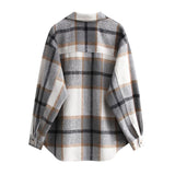 Yidouxian Style Pocket Plaid Blouse Shirt Jacket In Autumn