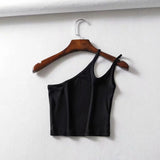 Yidouxian New Irregular Oblique Collar One-Shoulder Double Halter Top E Slim Lady Sling Vest