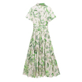 Yidouxian New Series Of Spring Printed Belt-Lined Dress