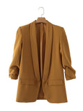 Yidouxian Spring Style Pleated Sleeve Sag Urban Leisure Candy Color Women's Suit Coat