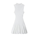 Yidouxian ZRN-Women's Backless Sleeveless Mini Dress, Ribbed Patchwork, Balloon, Sexy Fashion, Female Dresses