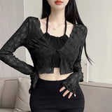 Yidouxian Shirt Women Solid Chic Slim Fit Sweet Lace Thin Blouse Korean Fashion All Match Long Sleeve Tops Ladies Summer New