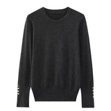 Yidouxian Autumn Women Solid Round Neck Long Sleeve Basic Knit Sweater Casual Pullover Tops