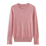 Yidouxian Autumn Women Solid Round Neck Long Sleeve Basic Knit Sweater Casual Pullover Tops