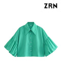 Yidouxian Shirts for Women, Front Button, Lapel Collar, Lantern Sleeve, Female Blouses, Chic Tops, Fashion