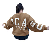 Yidouxian Women's Y2K Grunge Loose Pullover Sweatshirts Letter Print Casual Thickened Long Sleeve Tops Autumn Hoodie Streetwear