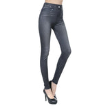 Yidouxian Pockets Slim Skinny Jeggings Women's Denim Print Pants Fake Jeans Look Like High Waist Seamles Leggings