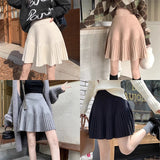 Yidouxian A Line Pleated Skirt Autumn Winter Solid Colour Women's Skirt Korean Version Sweet Casual High Waist