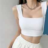 Yidouxian Casual Women Summer Tank Top Adults Sleeveless Solid Color U-shaped Neck Camisole with Straps Tank Tops