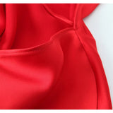 Yidouxian Women Sexy Backless Satin Red Sling Long Dress Christmas Party Vestidos