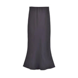 Yidouxian ZRN-Women's Long Satin Skirt, High Waist, Elastic Waistband, Female Skirts, Fashion