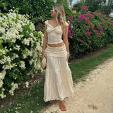 Yidouxian Piece Set Women Outfit Crop Top And Skirt Sets Fashion Summer Outfits For Women Vacation Ruffle Beach Holiday Outfits 2024